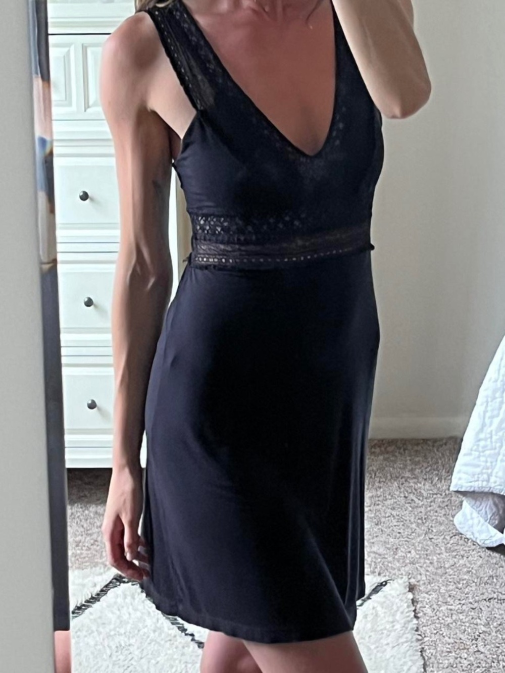 vintage y2k COSABELLA black lace inset deep v neck slip dress